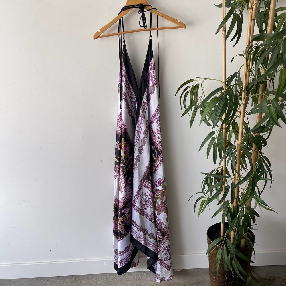 Jovani Designs Silk Scarf Asymmetrical Draped Summer Maxi Dress